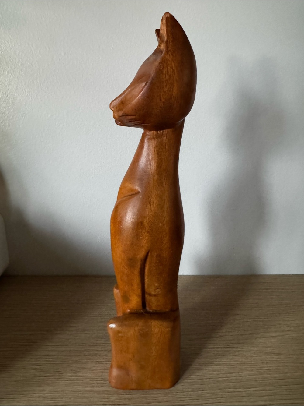 Handcrafted Wooden Cat Figurine - Brown - Picture 8 of 10